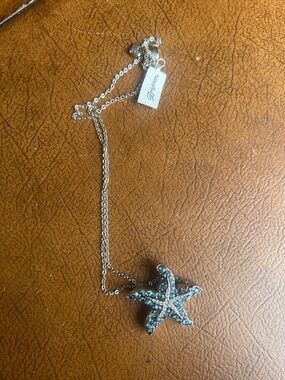 Brighton Silver Starfish Necklace with Light Blue Crystals